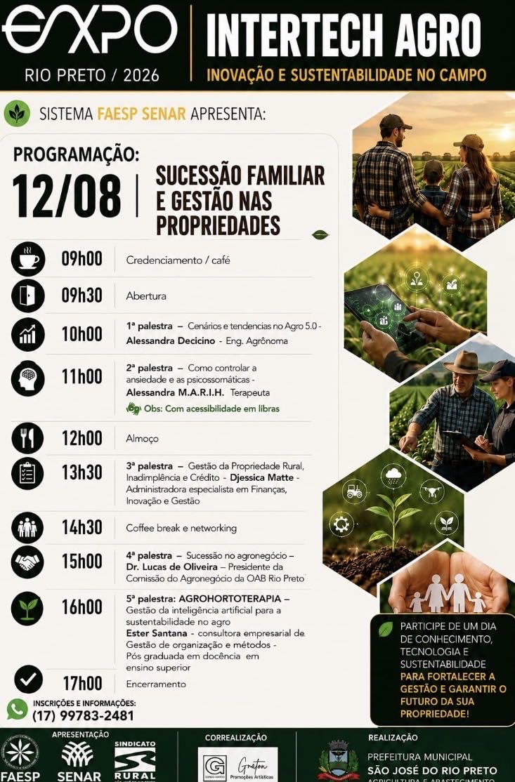 Sucessão no Agronegócio: proteger o patrimônio também é preparar o futuro

Na próxima quarta-feira, 12 de agosto, às 15h...