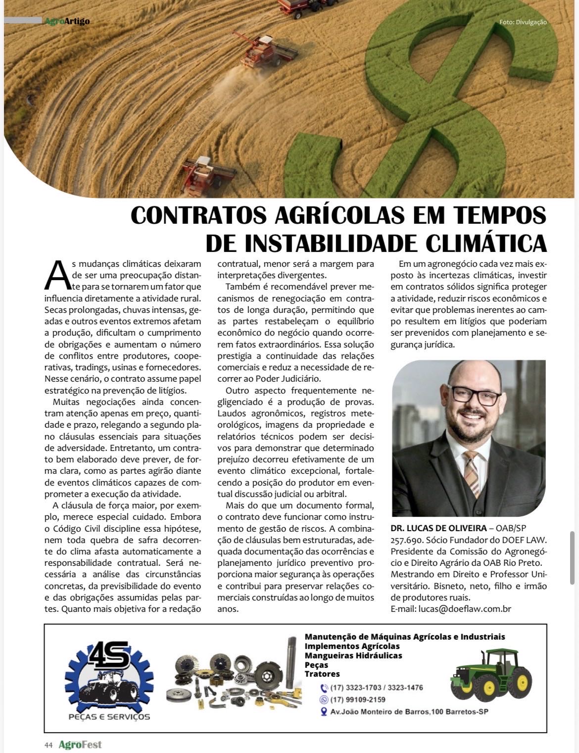 Compartilho minha participação na edição nº 73 (agosto/setembro de 2026) da Revista Magazine AgroFest, publicação especi...