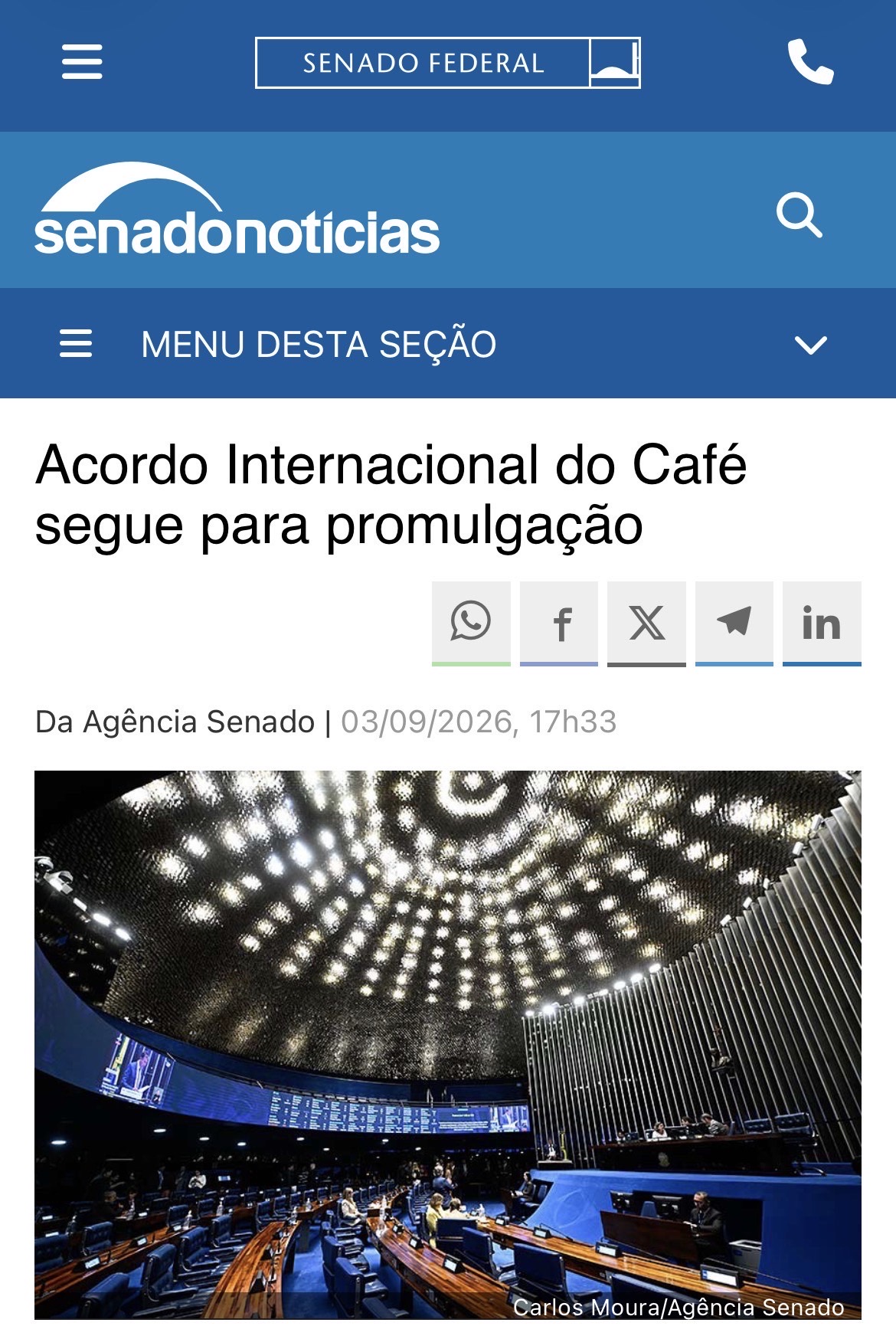 Café: Acordo global avança, mas preço e risco continuam no contrato

O Senado aprovou, em 3 de setembro, o Acordo Intern...